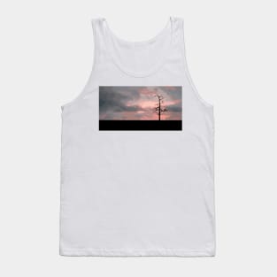 Crow Perched on a Tree Branch Silhouette Tank Top